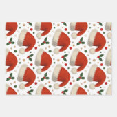 Kerstmannenmutsen Inpakpapier Vel (Voorkant)