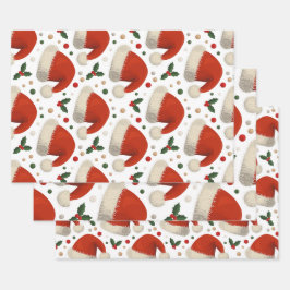Kerstmannenmutsen Inpakpapier Vel