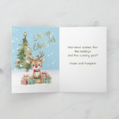 Kerstmannens nieuwe slee vals borduurwerk vrolijk  kaart (Binnen)