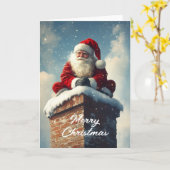 Kerstmannens Schoorsteenpauze: Een Winterglimlach Kaart (Gele Bloem)