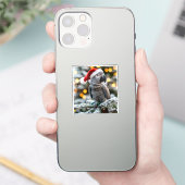 Kerstmannetje Afrikaanse Grijze Helper  Sticker (Telefoon)