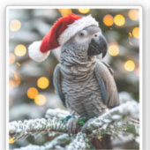 Kerstmannetje Afrikaanse Grijze Helper  Sticker (Voorkant)