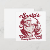 Kerstmannetje Cocktail Club Grappig Kerst Feest Dr Feestdagenkaart (Voorkant / Achterkant)