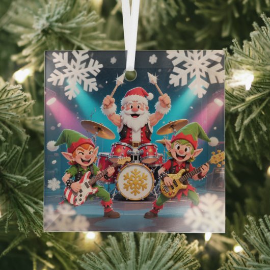 Kerstmannetje Drumrockband Ornament (Insitu)