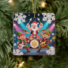 Kerstmannetje Drumrockband Ornament