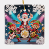 Kerstmannetje Drumrockband Ornament (Voorkant)
