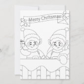 Kerstmannetje elfen kinderen kleuren voeg bericht  notitiekaartje (Voorkant)