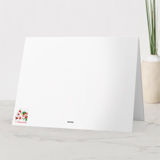 Kerstmannetje en Elf Kerstkarakters Duim Omhoog Ka Kaart (Achterkant)