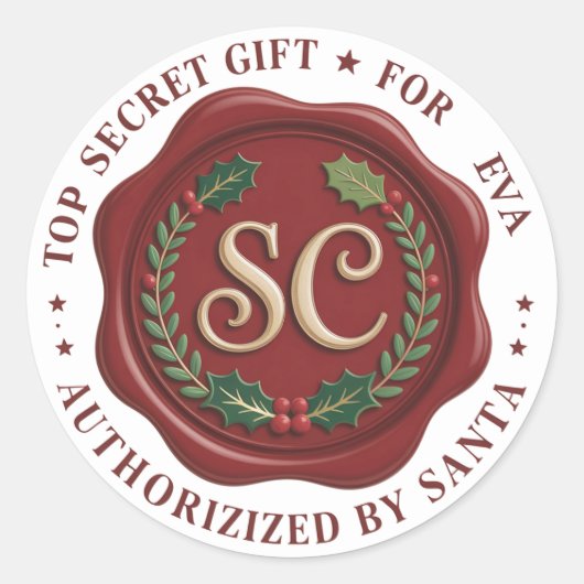 Kerstmannetje Geheim Cadeaubijslagsticker Ronde Sticker (Voorkant)