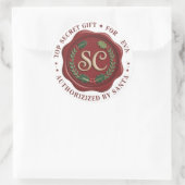 Kerstmannetje Geheim Cadeaubijslagsticker Ronde Sticker (Tas)