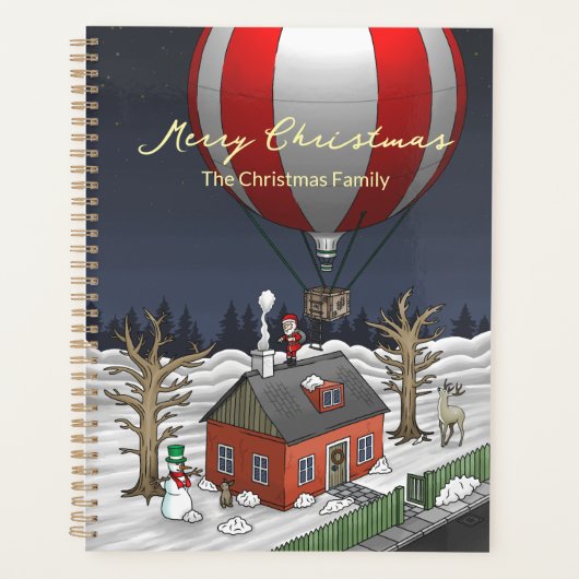 Kerstmannetje in de hete luchtballon planner (Voorkant)
