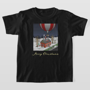 Kerstmannetje in de hete luchtballon t-shirt