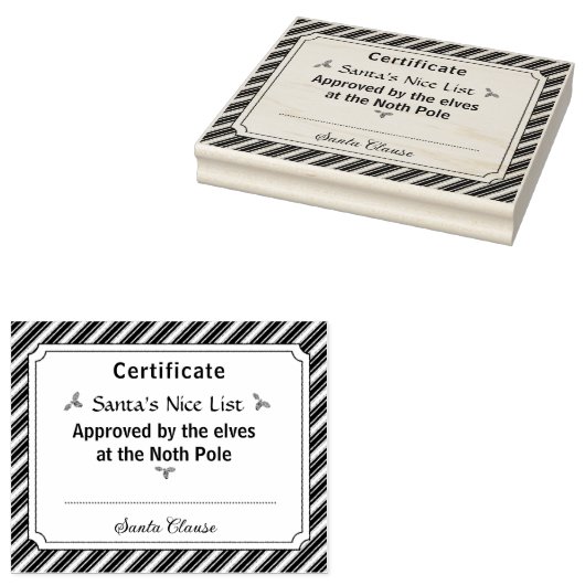 Kerstmannetje Leuk Lijst Certificaat Houten Stempe Rubberstempel (Gestempeld)