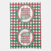 Kerstmannetje Retro Lichtkrant – Ho Ho Ho Prettig Theedoek (Verticaal)