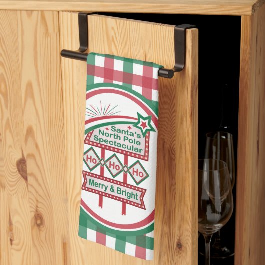 Kerstmannetje Retro Lichtkrant – Ho Ho Ho Prettig Theedoek (Derde Gevouwen)