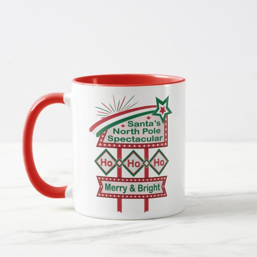 Kerstmannetje Retro Lichtkrant – Ho Ho Ho vrolijk Mok (Links)