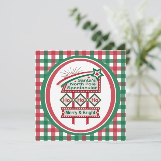 Kerstmannetje Retro Marquee – Ho Ho Ho Prettig & S Kaart (Staand voorkant)