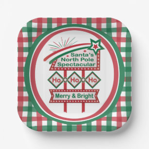 Kerstmannetje Retro Marquee – Ho Ho Ho vrolijk & f Papieren Bordje