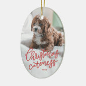 Kerstmannetje rode handgeschreven huisdier keramisch ornament (Links)