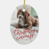 Kerstmannetje rode handgeschreven huisdier keramisch ornament (Voorkant)