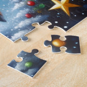 Kerstmannetje slee en rendieren op kerstavond legpuzzel (Zijkant)