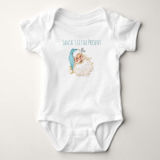 Kerstmannetje Turquoise Kerstman Cadeautje Romper (Voorkant)