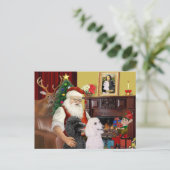 Kerstmannetje's 2 standaardpoedels feestdagenkaart (Staand voorkant)