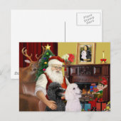 Kerstmannetje's 2 standaardpoedels feestdagenkaart (Voorkant / Achterkant)