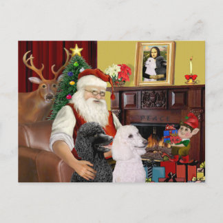 Kerstmannetje's 2 standaardpoedels feestdagenkaart