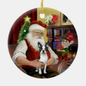 Kerstmannetje's Boston Terrier #1 Keramisch Ornament (Achterkant)