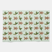 Kerstmannetjes en Hulst Patroon Theedoek (Horizontaal)