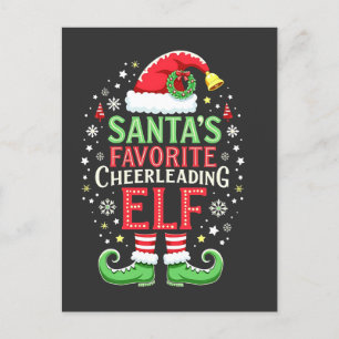Kerstmannetje's Favoriete Cheerleader Elf Familie  Aankondigingskaart