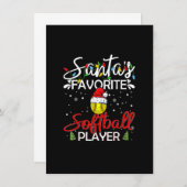 Kerstmannetjes favoriete softbalspeler pyjama vrol kaart (Voorkant / Achterkant)