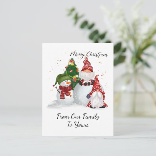 Kerstmannetjes Feestdagenkaart (Staand voorkant)