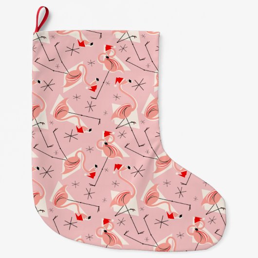 Kerstmannetjes Flamingo Roze Multi Kousen Grote Kerstsok (Voorkant)