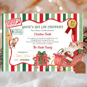 Kerstmannetje's Goede Lijst Certificaat Kaart