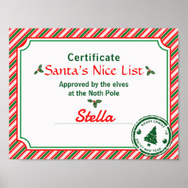 Kerstmannetje's Goede Lijst Certificaat Rood Groen Poster
