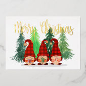 Kerstmannetjes in goud - Kerstmis Folie Feestdagenkaart (Voorkant)