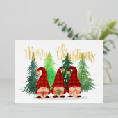 Kerstmannetjes in goud - Kerstmis Folie Feestdagenkaart (Staand Voorkant)