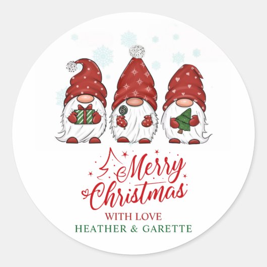 Kerstmannetjes Kerstfeestje Ronde Sticker (Voorkant)