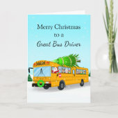 Kerstmannetje's Kerstschoolbuschauffeur Kaart (Voorkant)