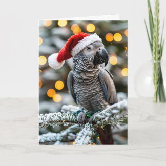 Kerstmannetje's Kleine Afrikaanse Grijze Helper Kaart