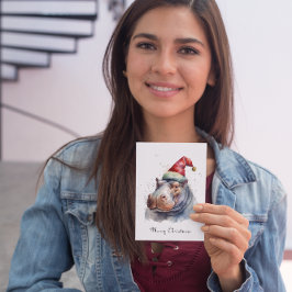 Kerstmannetje's Kleine Nijlpaard, op maat gemaakt Feestdagenkaart