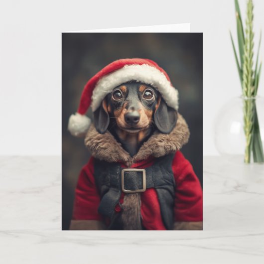 Kerstmannetjes Kleinste Helper Hond Feestdagen Kaart (Voorkant)