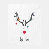 Kerstmannetje's knappe rendier Rudolphs kop op wit Fleece Deken (Voorkant)