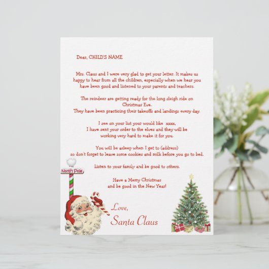 Kerstmannetjes persoonlijke brief aan uw kind Noor (Staand voorkant)