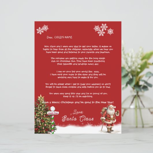 Kerstmannetjes persoonlijke brief aan uw kind Noor (Staand voorkant)