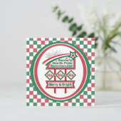 Kerstmannetje's Retro Marquee – Ho Ho Ho Prettig & Kaart (Staand voorkant)