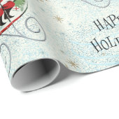 Kerstmannetjes Retro Rotor Slede Cadeaupapier (Rol Hoek)