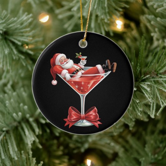 Kerstmannetje's Rommelige Kerst Martini Grappige K Keramisch Ornament (Boom)